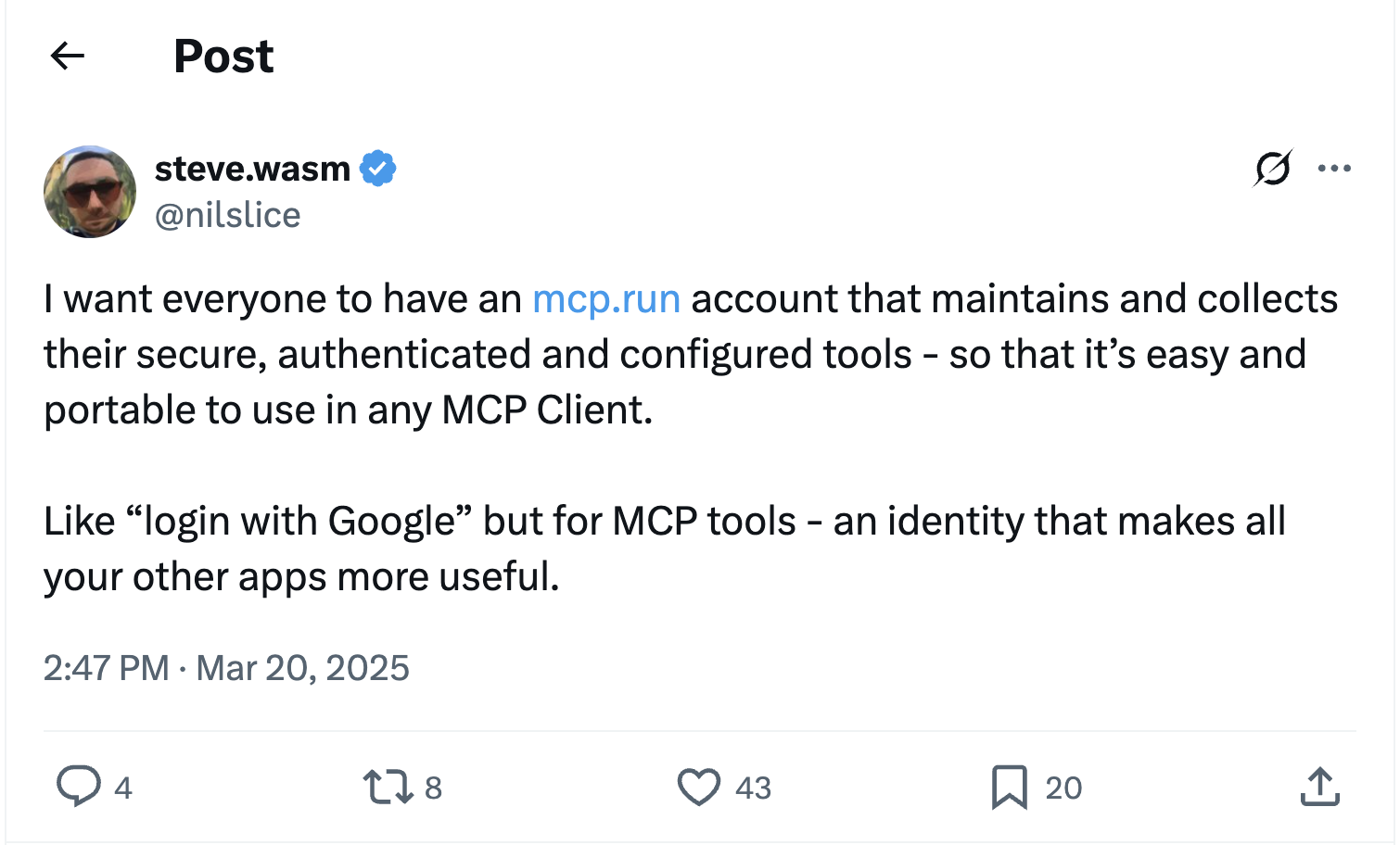 steve.wasm on X - MCP SSO